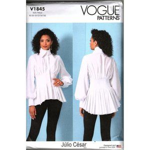 Vogue V1845 Misses 8 to 16 Designer Julio Cesar Peplum Top Uncut Sewing Pattern